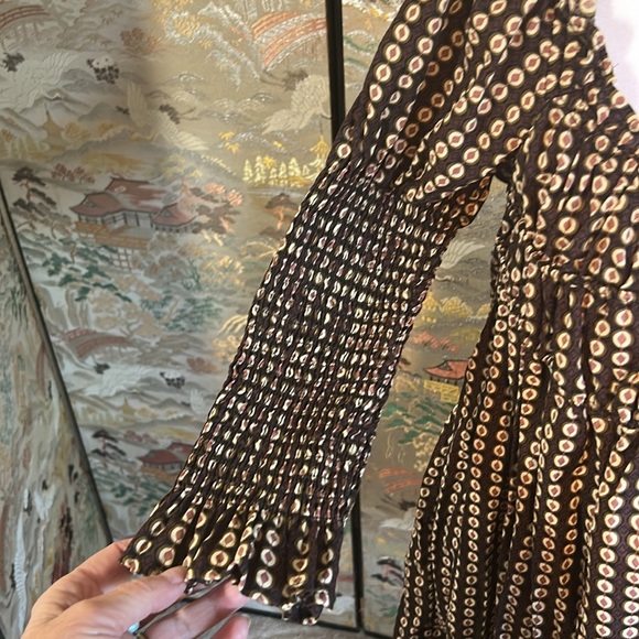 FREE PEOPLE STAR DIP TUERED SMOCKED BUTTON FRONT COTTEN MINI DRESS SP - Picture 4 of 14